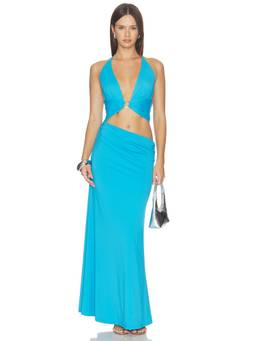 Runaway The Label - Lumia Women's Halter Cutout Maxi Dress Ocean