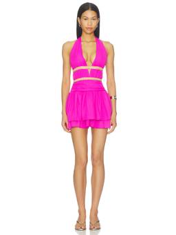 Runaway The Label - Xylia Women's Halter Plunging Neck Mini Dress Pink
