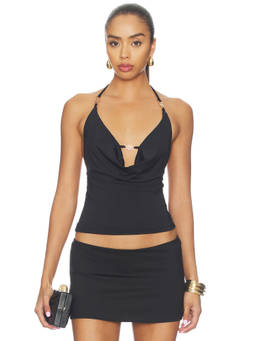 Runaway The Label - Livia Women's Halter Cowl Neck Top Black