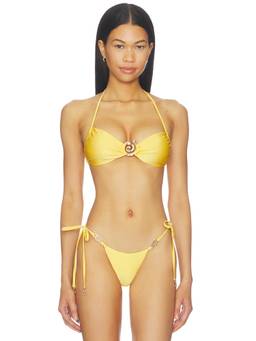 Runaway The Label - Tiago Halter Women's Ruched Bikini Top Mango