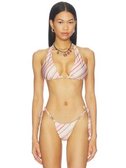 Runaway The Label - Cuba Women's Striped Halter Neck Bikini Top Pink
