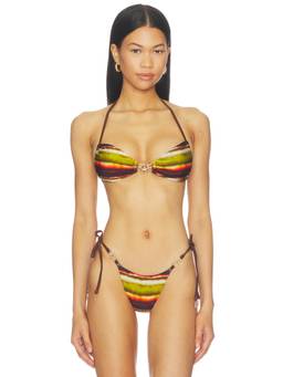 Runaway The Label - Palma Women's Halter Tie-Up Ruched Bikini Top Red