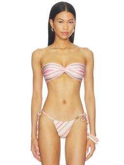 Runaway The Label - Lagos Twist Women's Unpadded Strapless Bandeau Bikini Top Pink