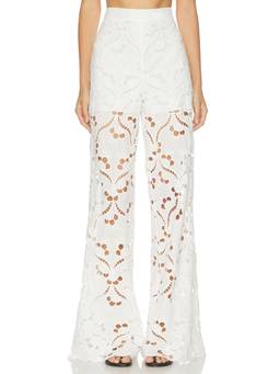 SANS FAFF - Valentine Women's High-Waisted Crochet Wide Trousers White