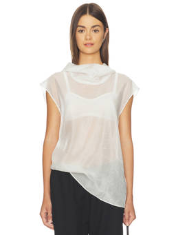 SANS FAFF - Halo Women's Sheer Cowl Neck Top White