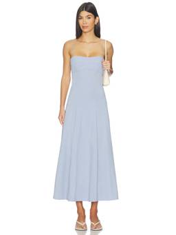 St. Agni - Everyday Cotton Women's Pleated Poplin Maxi Dress Blue