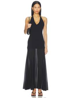 St. Agni - Circle Hem Women's Sleeveless Halter Maxi Dress Black