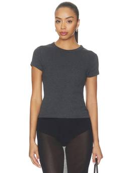 St. Agni - Organic Cotton Women's Fitted Crew Neck Baby Tee Charcoal