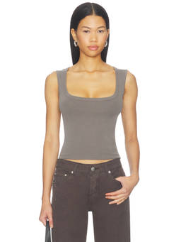 St. Agni - Organic Cotton Women's Sleeveless Square Neck Top Clay