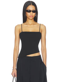 St. Agni - Organic Cotton Women's Square Neck Sleeveless Cami Top Black