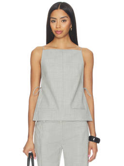 St. Agni - Square Side Tie Women's Sleeveless Square Neck Top Grey