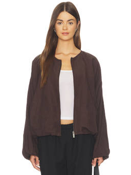 Sanctuary - Linen Bubble Women's Zippered Light Jacket Brown