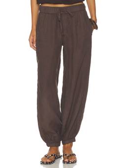 Sanctuary - Melody Micro Linen Women's Drawstring Elastic Waist Pants Brown