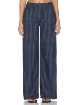 Sanctuary - Marine Women's High-Waist Wide-Leg Full Length Trousers Navy Blue