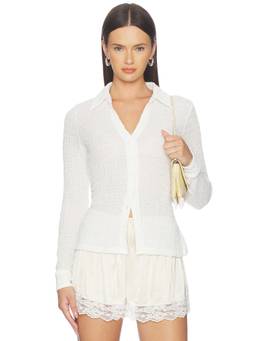 Sanctuary - Juno Textured Women's Sheer Button-Front Shirt Chalk