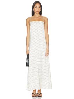 SOLAQUA - Camilla Women's Polka Dot Square Neck Maxi Dress White