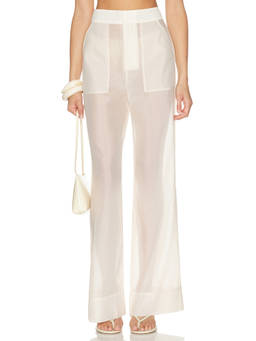 SOLAQUA - Hugo Women's Sheer Georgette Wide Trousers Ivory