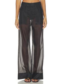 SOLAQUA - Hugo Women's Sheer Wide-Leg Palazzo Pants Black