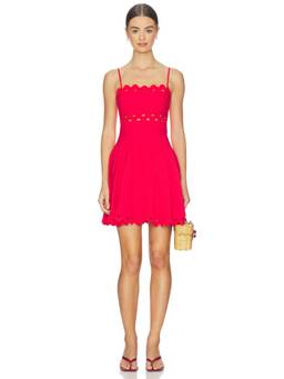 SAYLOR - Women's Scalloped Cutout Strap Mini Dress Red
