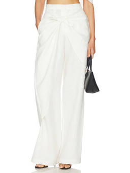 SELMACILEK - Knot Women's High-Waisted Wide Trousers Off White