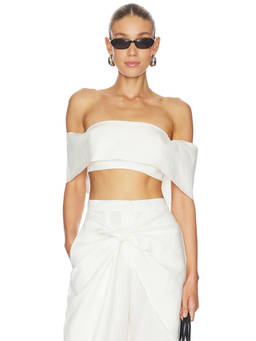 SELMACILEK - Women's Off-Shoulder Strapless Crop Top Ecru
