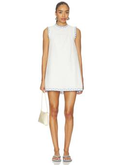 Stone Cold Fox - Ava Women's Embroidered Trim A-Line Mini Dress White