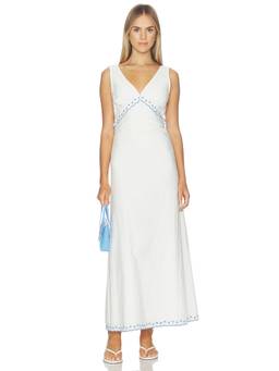 Stone Cold Fox - REVOLVE Women's Embroidered V-Neck Maxi Dress White
