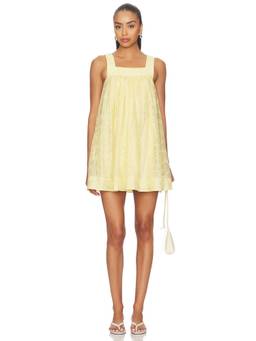 Stone Cold Fox - x REVOLVE Leah Voile Women's Eyelet Square Neck Mini Dress Yellow