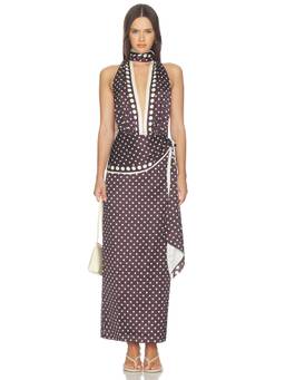 Stone Cold Fox - x REVOLVE Women's Halter Neck Polka Dot Midi Dress Brown