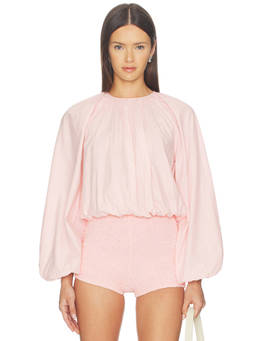Stone Cold Fox - Roma Women's Puff Sleeve Poplin Blouse Pink
