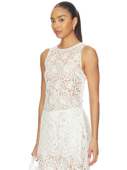 Stone Cold Fox - Arlo Women's Sheer Lace Sleeveless Blouse Ivory
