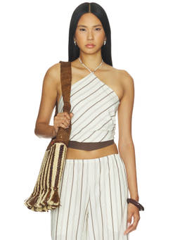 Stone Cold Fox - x REVOLVE Women's Striped Halter Neck Crop Top Brown