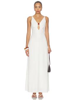 SEVEN WONDERS - Unity Women's Plunging Neck Cut-Out Maxi Dress White