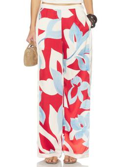 SEVEN WONDERS - Amoree Women's Wide-Leg Satin Twill Palazzo Pants Red