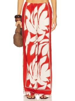 SEVEN WONDERS - Arlette Women's Elastic Waist Wide-Leg Palazzo Pants Red