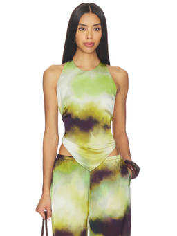 SEVEN WONDERS - Vega Women's Satin Halter Neck Sleeveless Top Olive