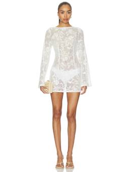 SNDYS - Lailani Lace Women's Sheer Open Knit Mini Dress White