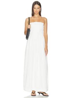 SNDYS - Ines Women's Strapless Linen Blend Maxi Dress White