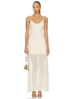 SNDYS - Alessandra Women's Mesh Sleeveless Maxi Dress Vanilla