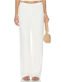 SNDYS - Chase Women's Mid-Waist Wide-Leg Trousers Off White