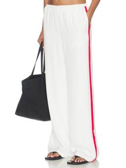 SNDYS - Reed Contrast Women Elastic Waist Wide-Leg Palazzo Pants Red