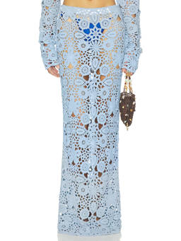 SNDYS - Tala Crochet Women's Sheer Pull-On Maxi Skirt Blue