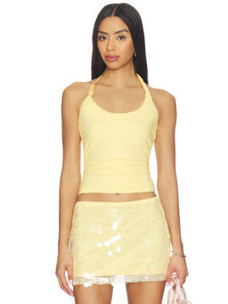 SNDYS - Lexie Twist Women's Ruched Halter Neck Tank Top Cream