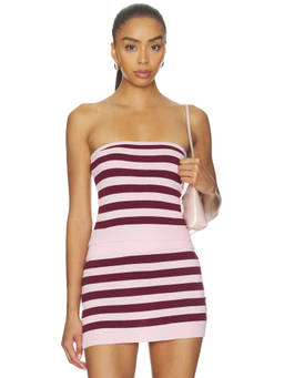 SNDYS - Rita Knit Women's Striped Bandeau Crop Top Pink
