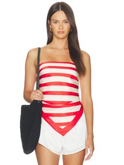 SNDYS - Stripe Wrap Women Satin Tie-Up Swim Cover-Up Red