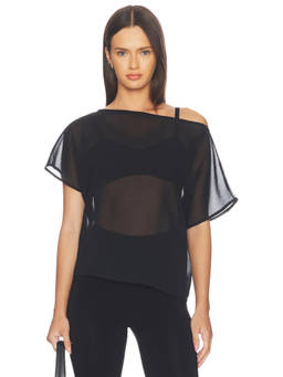 SNDYS - Karmi Women's Sheer One Shoulder Top Black