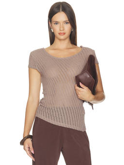 SNDYS - Norah Women's Sheer Open Knit Cap Sleeve Top Purple