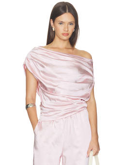 SNDYS - Dove Women's Draped Off Shoulder Asymmetric Top Pink