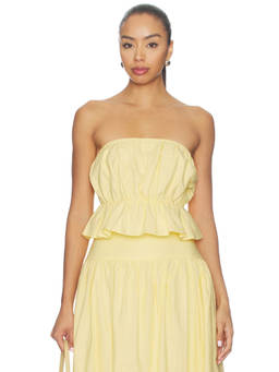SNDYS - Nesa Women's Strapless Peplum Top Yellow