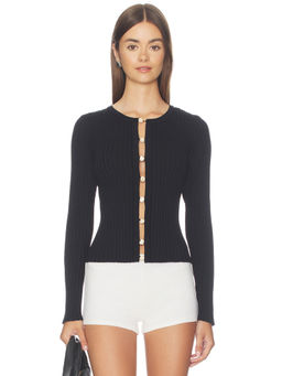 SNDYS - REVOLVE Women's Ribbed Full Sleeve Button Front Top Black